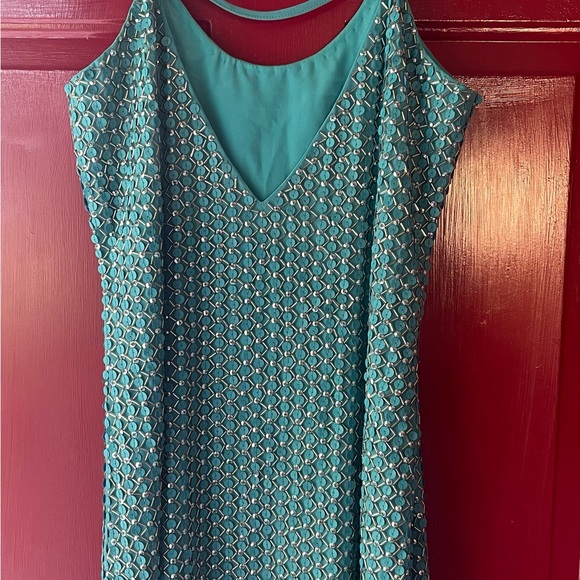 Parker Teal sequin dress, size small. No missing beads or sequins - Picture 5 of 7